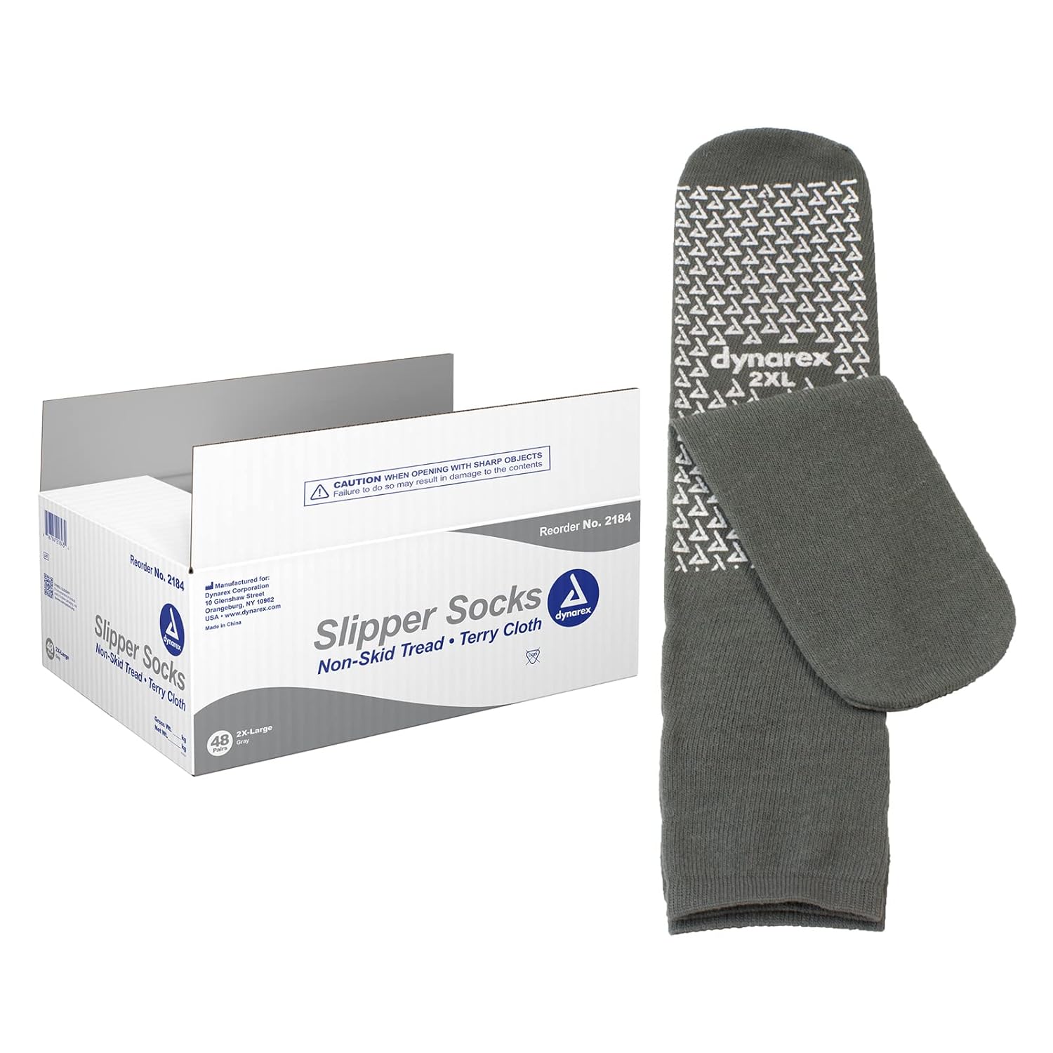 Slipper Socks Single Sided 2X-Large Grey Ankle High (4DZ/CS) by Dynarex Corporation  ID 2184